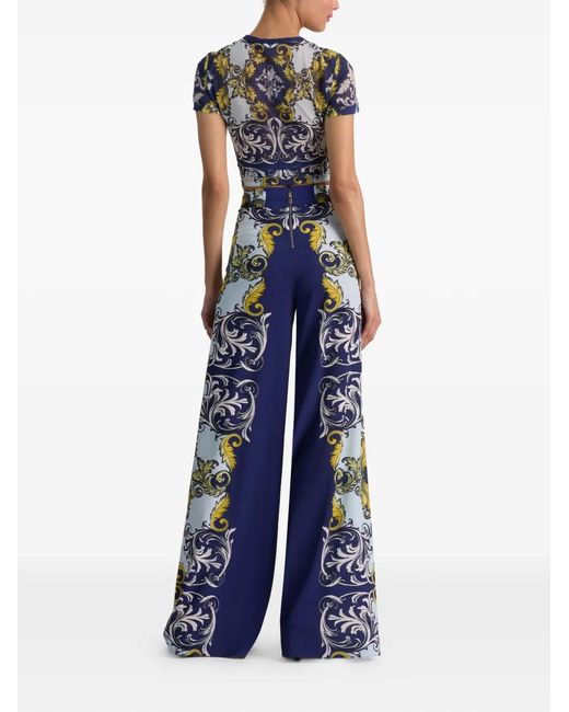 Alice + Olivia Blue Athena Wide-Leg Trousers