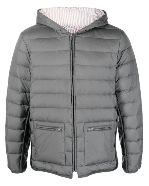 Thom Browne Gray Zip-Front Padded Jacket for men