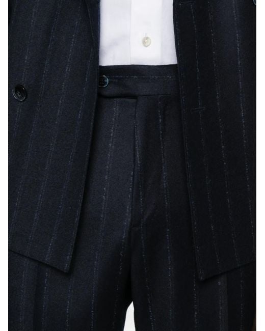 Luigi Bianchi Blue Pinstripe Double-Breasted Suit for men