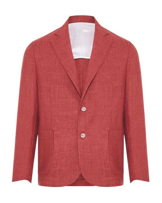 Barba Napoli Red Single-Breasted Blazer for men