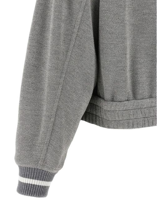 Brunello Cucinelli Gray Reißverschluss-Cardigan mit geripptem Kragen