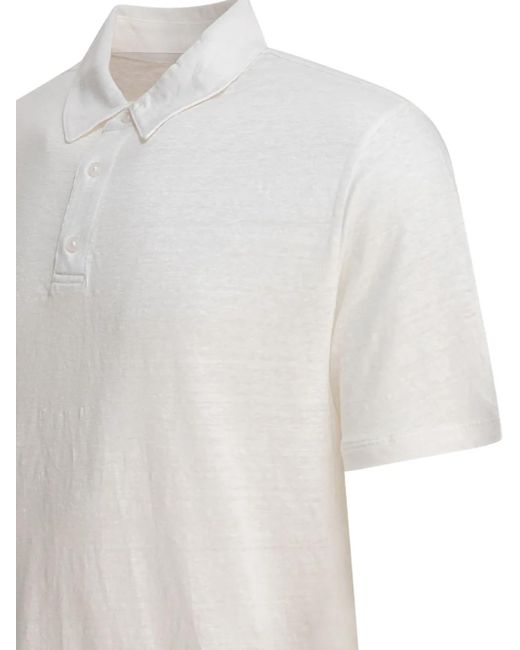 Vince White Linen Short-Sleeve Polo Shirt for men