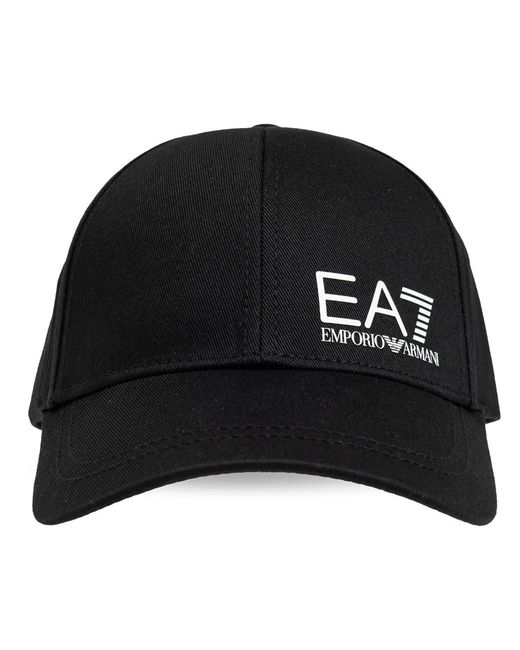 EA7 Black Logo-Print Baseball Cap