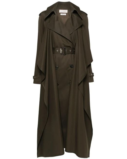 Alexander McQueen Green Layered Trench Coat