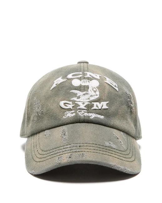 Acne Gray Distressed Logo Baseball Cap