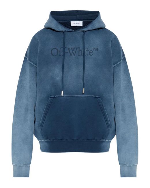 Off-White c/o Virgil Abloh Blue Logo-Print Cotton Hoodie