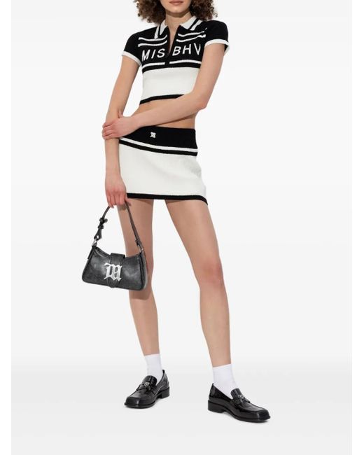 M I S B H V Black Cotton Short Polo With Logo
