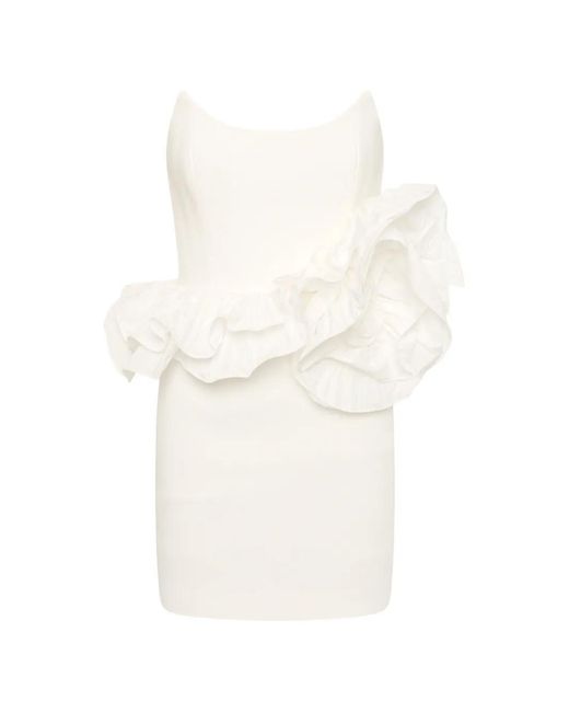 Rebecca Vallance White Ozias Ruffled Strapless Mini Dress