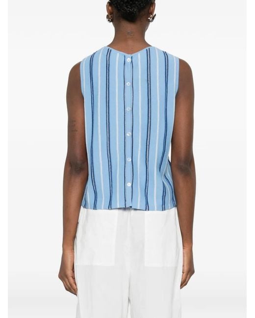 Bompard Blue Striped Sleeveless Top