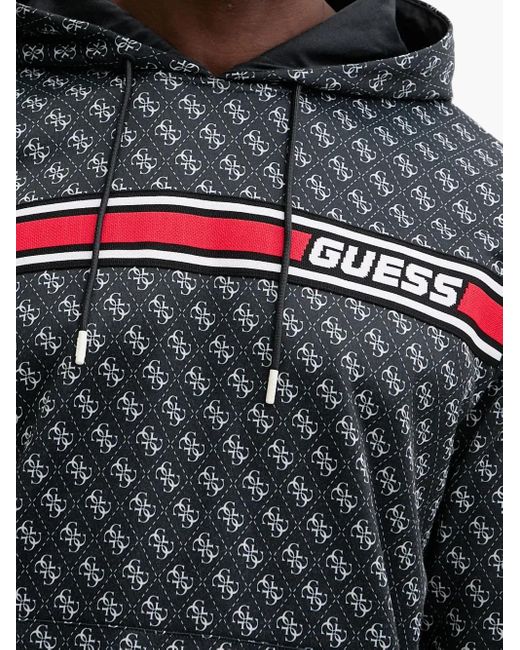Guess Gray Patterned Hooded Hoodie for men