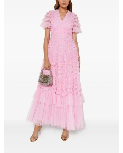 Needle & Thread Pink Verity Ruffled Maxi Dress