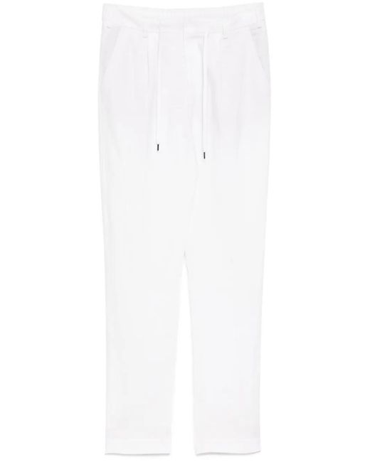 N.Peal Cashmere White Atrani Linen Trousers for men