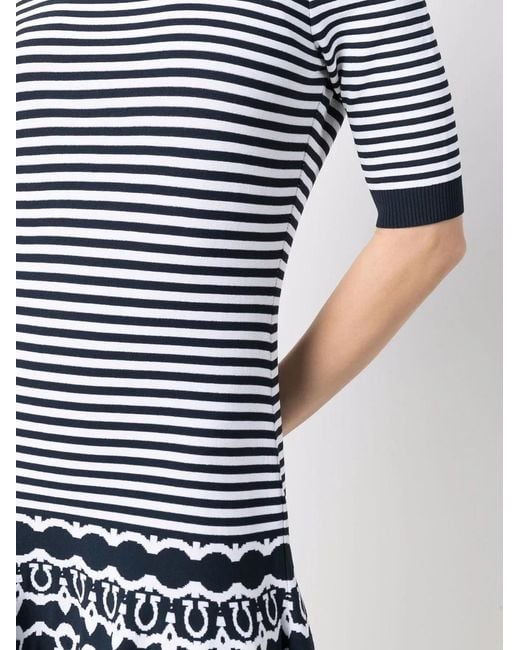 Ferragamo Blue Stripe-Print Midi Dress