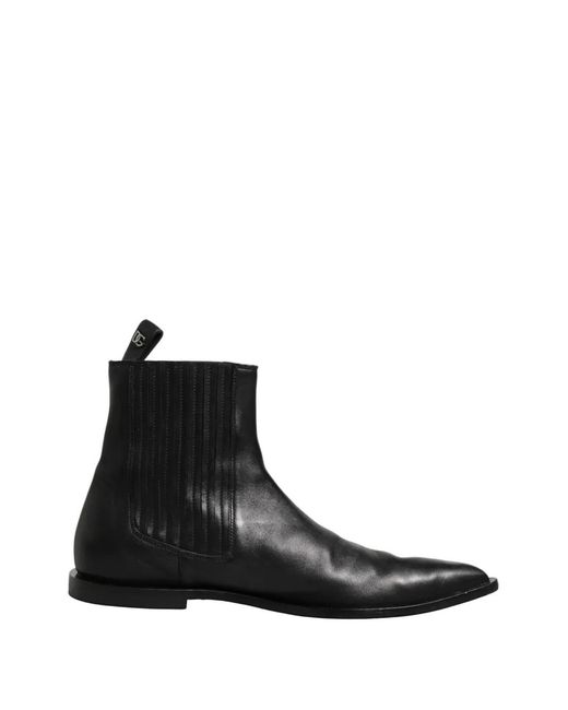Dolce & Gabbana Black Leather Ankle Boots for men