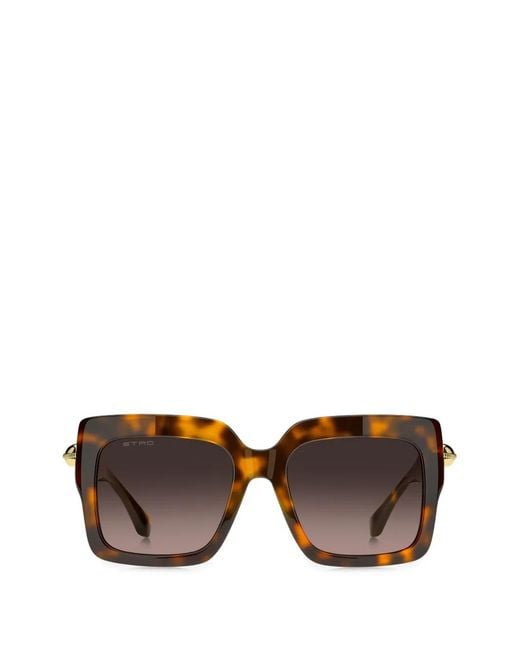 Etro Brown Drop Tortoiseshell-Effect Square-Frame Sunglasses