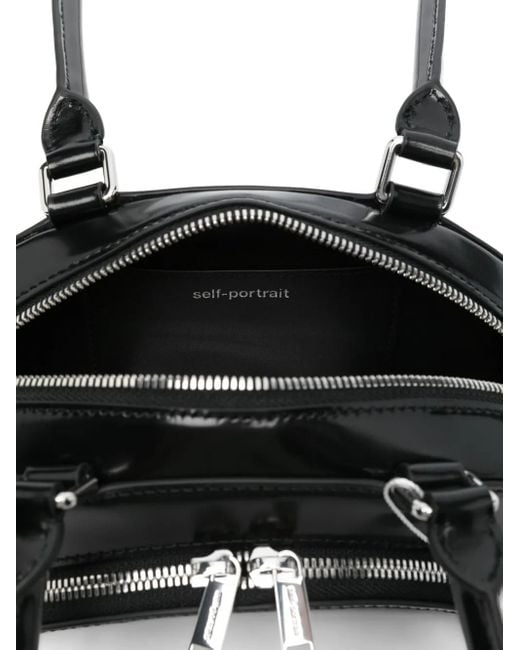 Self-Portrait Black Curved Charm Shoulder Bag