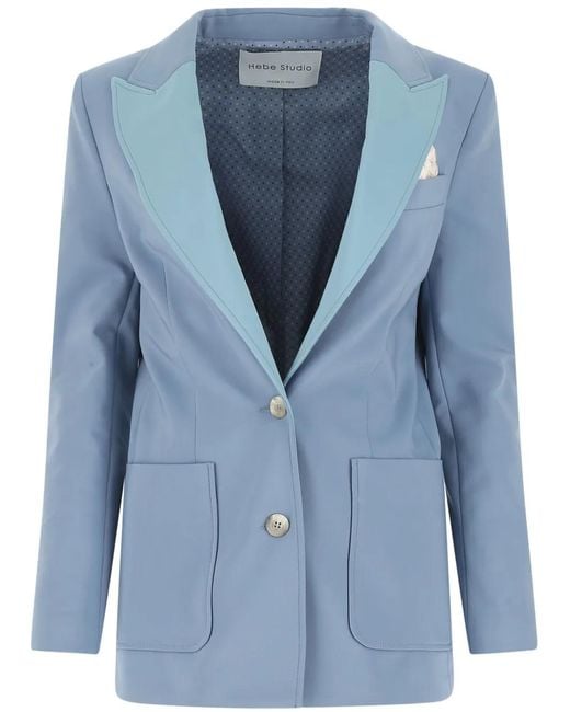 HEBE STUDIO Blue Contrast-Lapel Blazer