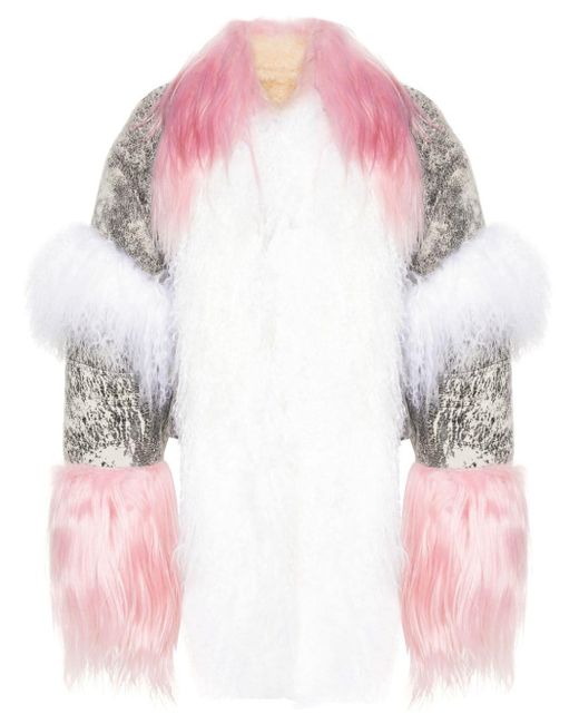 The Attico Pink Shearling-inserts Suede Jacket
