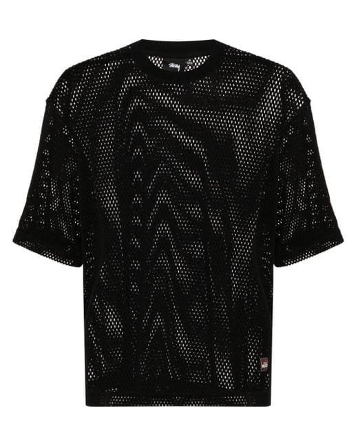 Stussy Team Cotton Mesh T-Shirt in Black for Men | Lyst UK