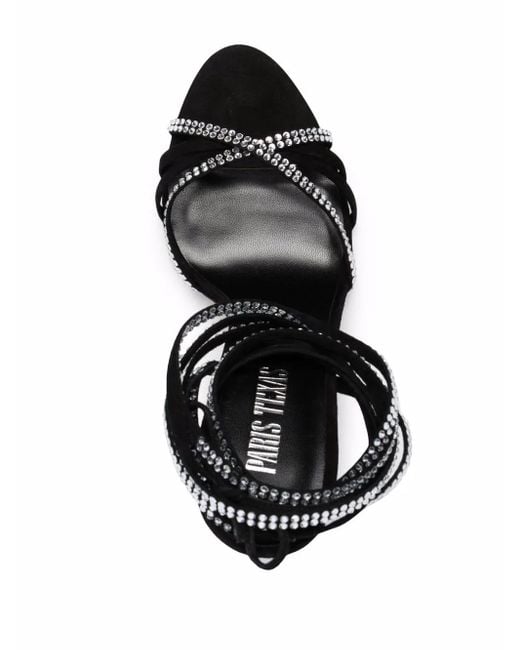 Paris Texas Black Holly Nicole Lace Up Rhinestone High Heel Pumps