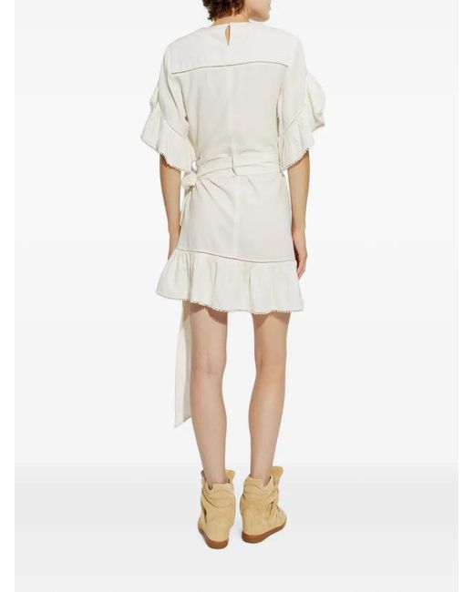 Isabel Marant White Melicia Ruffled Wrap-Style Mini Dress