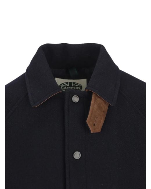 Camplin Blue Button-Fastening Single-Breasted Coat for men