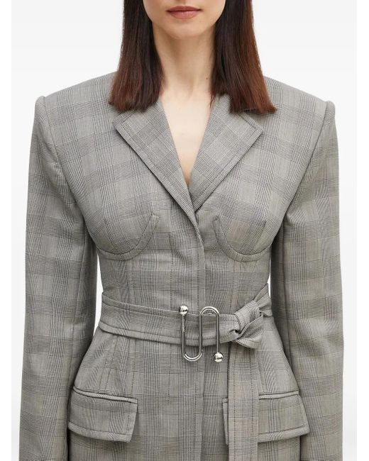 Sportmax Gray Belted Check Jacket