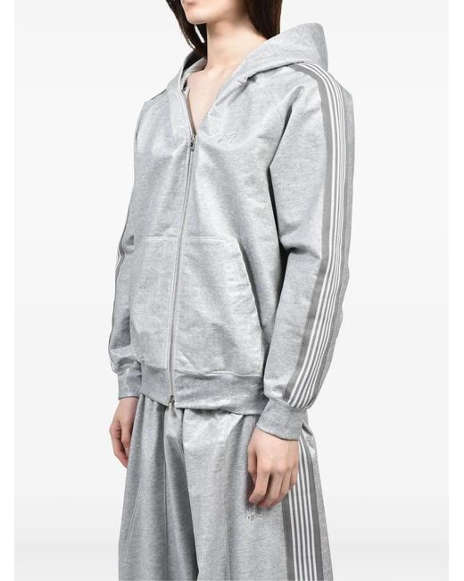 Needles Gray Coated Butterfly-Embroidered Hoodie for men