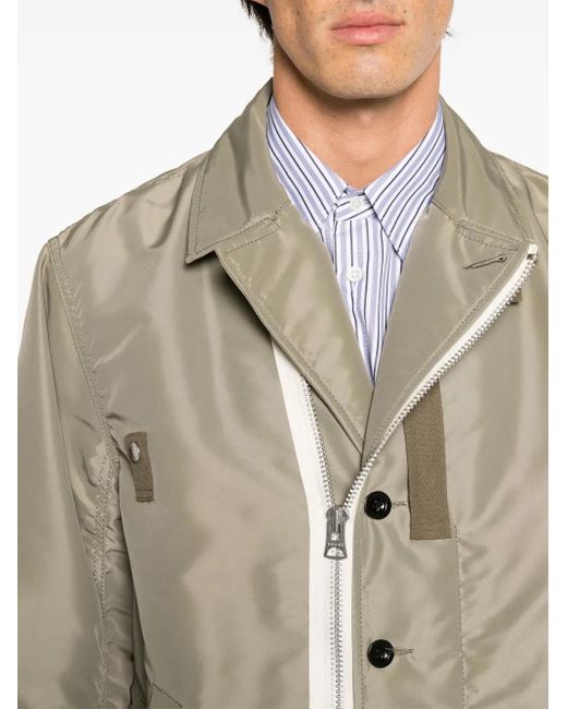 Sacai Natural Contrasting-Trim Layered Bomber Jacket for men