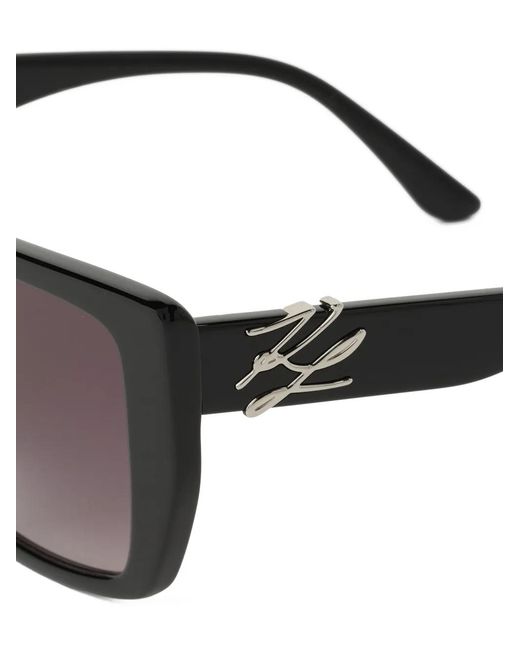 Karl Lagerfeld Gray Glam Autograph Logo Square-Frame Sunglasses