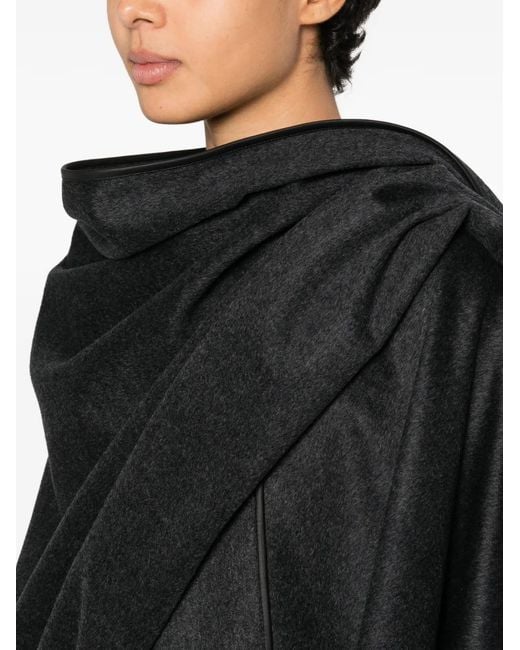 Totême  Black Flannel Piped Cape