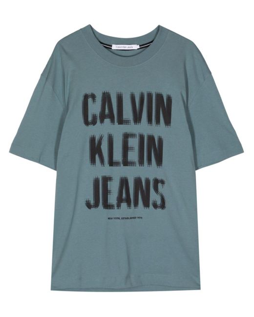 Calvin Klein Blue Logo-print Cotton T-shirt for men