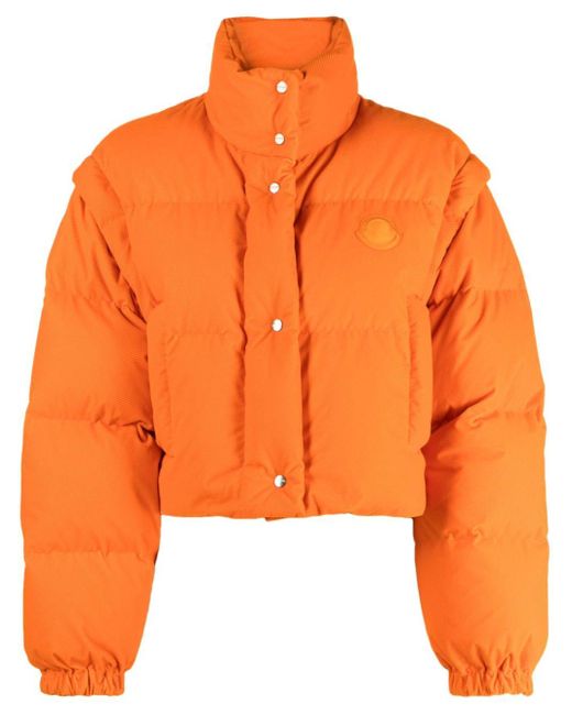 Moncler Orange Grenadelle Detachable-sleeves Puffer Jacket
