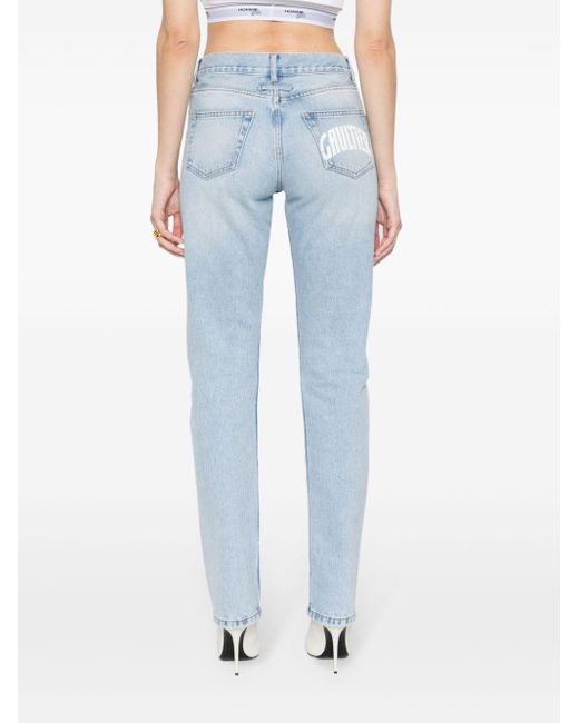 Jean Paul Gaultier Blue Ausgeblichene Tapered-Jeans