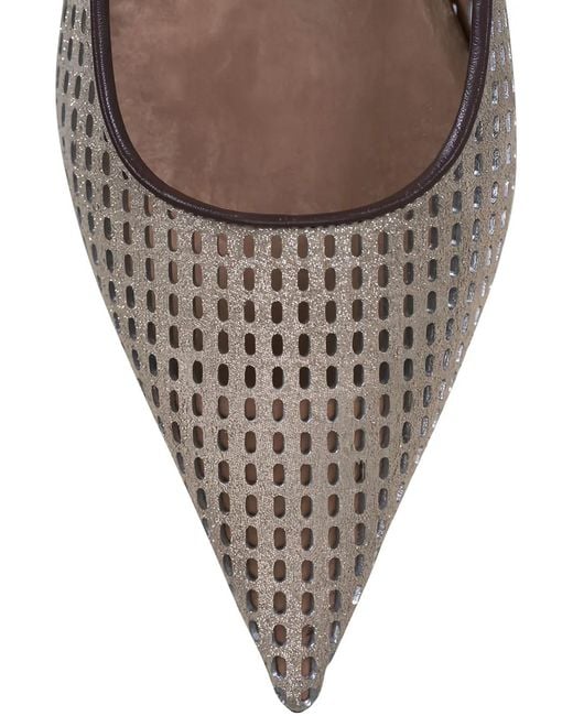 Brunello Cucinelli White Slingback Perforated Ballet Flats