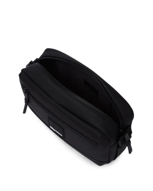 Karl Lagerfeld Black Coated Faux-Leather Cross Body Bag for men