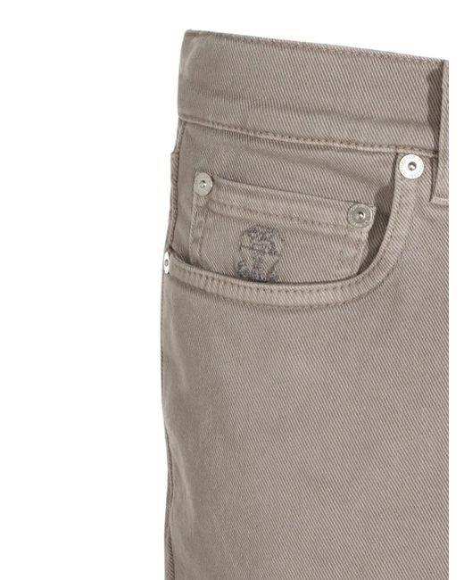 Brunello Cucinelli Gray Logo-Patch Jeans for men