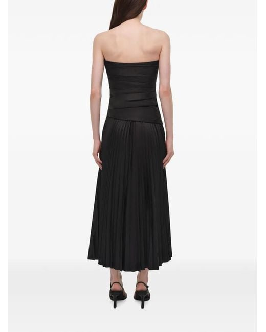 Jonathan Simkhai Black Arie Ruched Bustier Midi Dress