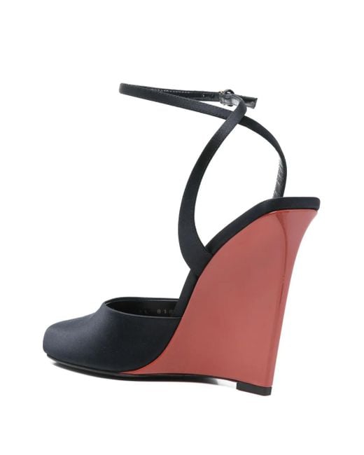 Saint Laurent Black 115Mm La Scandale Wedge Sandals