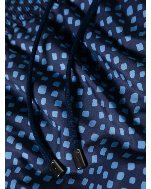 Canali Blue Geometric-Pattern Swim Shorts for men