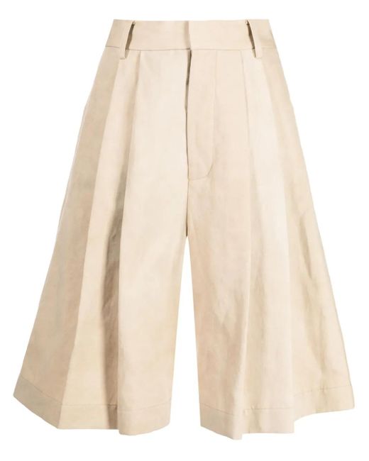 Uma Wang Natural Knee-Length Wide-Leg Shorts