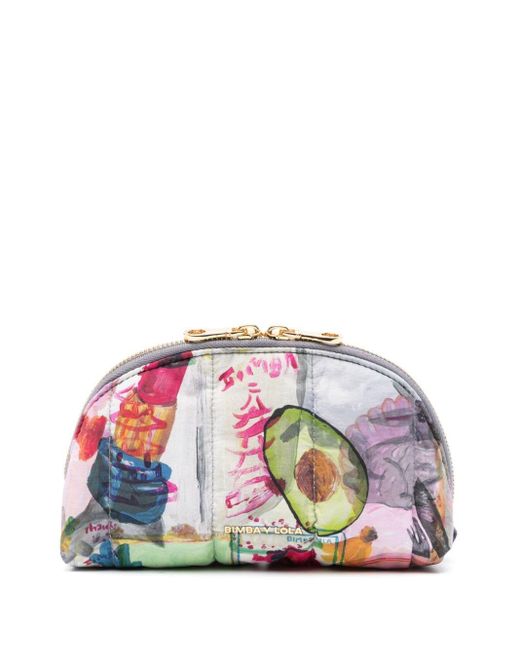 Bimba Y Lola Pink Medium Parque-printed Makeup Bag