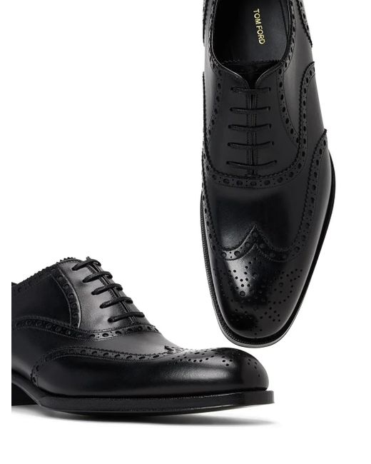 Tom Ford Black Leather Oxford Shoes for men