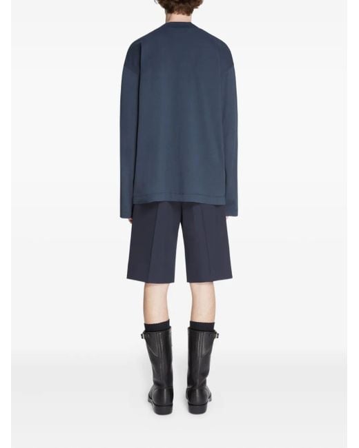 Dries Van Noten Blue Cotton Long Sleeve T-Shirt for men