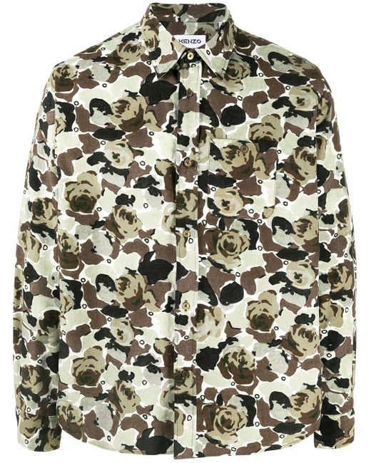KENZO Baumwolle Hemd mit Camouflage-Print in Braun für Herren - Lyst