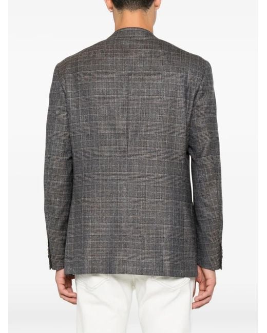 Corneliani Gray Check-Pattern Single-Breasted Blazer for men