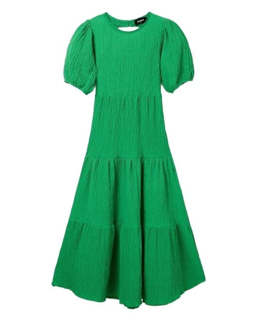 Robe Mi-Longue Superposée À Manches Courtes Desigual en coloris Green