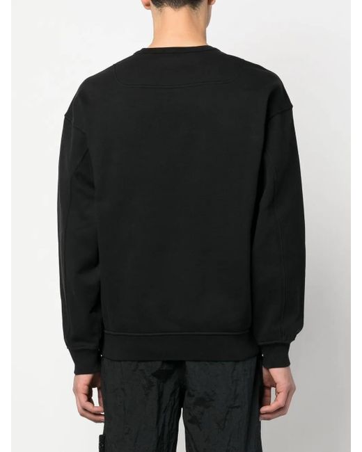 Stone Island Black Embroidered-Logo Crewneck Sweatshirt for men