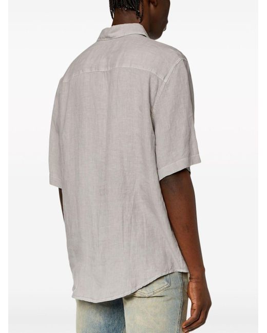 DIESEL Gray S-emil Linen Shirt for men