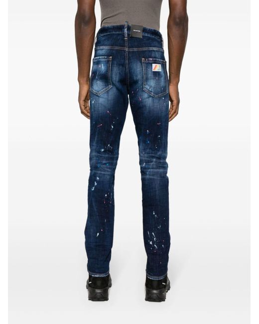 DSquared² Cool Guy Skinny Jeans Met Verfspatten in het Blue voor heren